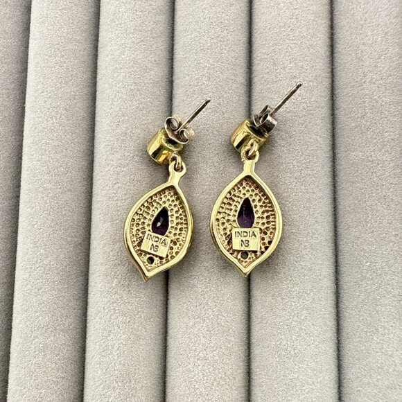 Nicky Butler Earrings Green Purple Drop Gold Vermeil over Sterling Silver 925 - Picture 6 of 10